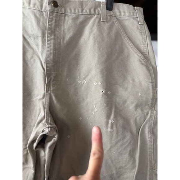 Carhartt Mens Beige Canvas Dungaree Work Pants Size 42x32 - note flaws - Picture 10 of 14